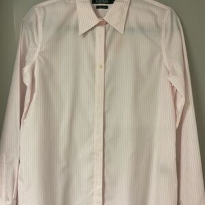 Lauren Ralph Lauren Pink striped button down , non iron Medium
